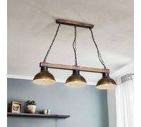 Luminex Lámpara colgante Hakon 3 luces marrón óxido/madera natural