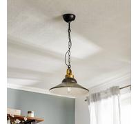 Luminex Lámpara colgante Iron, negro/blanco/latón antiguo