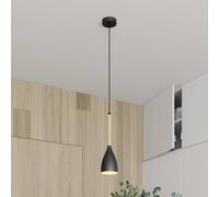 Luminex Lámpara colgante Muza, negro/madera clara, Ø 11 cm