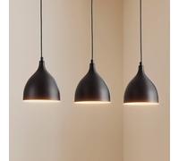 Luminex Lámpara colgante Nanu, negro, acero inoxidable, 3 luces