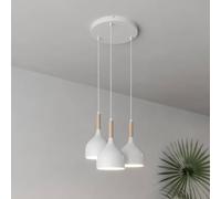 Luminex Lámpara colgante Noak 3 luces redonda blanco/madera natural
