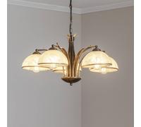Luminex Lámpara de araña Korfu, 5 luces, Ø 68 cm, color dorado antiguo