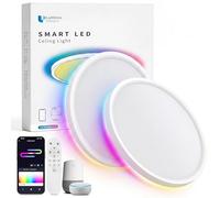 LuminexDesigns 2ER LED Plafón Smart Alexa - 30W Lámpara Techo Plana Dimmable con Retroiluminación RGB, WiFi, Mando, Control por Voz para Salón, Dormitorio Ø30CM