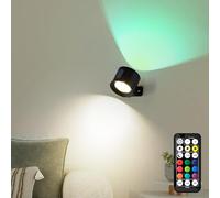 LuminexDesigns Aplique Pared Interior LED Sin Cable - Recargable, Dimmerable, Touch y Mando, RGB 7 Colores con Timer, para Dormitorio, Baño y Cocina