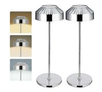 LuminexDesigns Juego de 2 Lámparas de Mesa LED Inalámbricas con Batería Recargable, Regulables y Táctiles - IP54 Resistentes al Agua, Iluminación Ambiental para Interior y Exterior VIOA TL16
