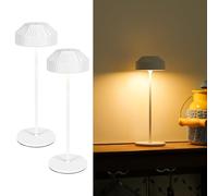 LuminexDesigns Juego de 2 Lámparas de Mesa LED Inalámbricas con Batería Recargable, Regulables y Táctiles - IP54 Resistentes al Agua, Iluminación Ambiental para Interior y Exterior