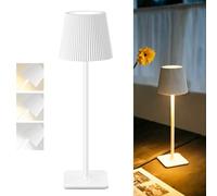 LuminexDesigns Lámpara de Mesa LED Inalámbrica con Control Táctil - Lámpara Recargable de 5200mAh Regulable, IP54 Resistente al Agua - Ideal para Interiores y Exteriores, Blanco