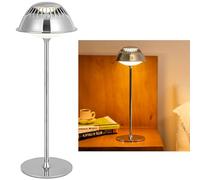 LuminexDesigns Lámpara de Mesa LED Inalámbrica - Recargable, Táctil y Regulable, Diseño Moderno y Elegante en Metal Plateado, Impermeable, para Dormitorio, Sala, Oficina y Cama