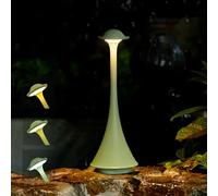 LuminexDesigns Lámpara de Mesa LED Inalámbrica Verde - Recargable, Táctil y Regulable, Diseño Moderno y Elegante en Metal Macizo para Dormitorio, Sala, Jardín y Uso Exterior AVEL TL15