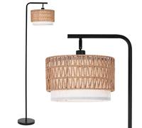 LuminexDesigns Lámpara de Pie Boho de Ratán con Doble Pantalla WOVI FL01