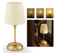 Luminexdesigns Lámparas de Mesita de Noche Recargables 5200 mAh, Sin Cable, con Bombilla Incluida, Regulables Táctiles, Pantalla 3 en 1, para Salón, Dormitorio, Comedor y Decoración del Hogar - Oro