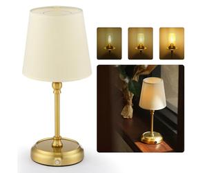 Luminexdesigns Lámparas de Mesita de Noche Recargables 5200 mAh, Sin Cable, con Bombilla Incluida, Regulables Táctiles, Pantalla 3 en 1, para Salón, Dormitorio, Comedor y Decoración del Hogar - Oro