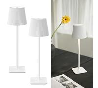 LuminexDesigns Pack de 2 Lámparas de Mesa LED Inalámbricas con Control Táctil - Batería de 5200mAh Regulable, 3 Temperaturas de Color, IP44 Impermeable - Ideal para Uso Interior y Exterior, Blanca