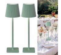 LuminexDesigns Pack de 2 Lámparas de Mesa LED Inalámbricas con Control Táctil - Batería de 5200mAh Regulable, 3 Temperaturas de Color, IP44 Impermeable - Ideal para Uso Interior y Exterior, Verde