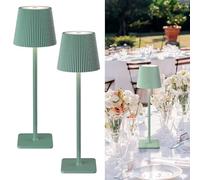 LuminexDesigns Pack de 2 Lámparas de Mesa LED Inalámbricas con Control Táctil - Batería de 5200mAh Regulable, 3 Temperaturas de Color, IP44 Impermeable - Ideal para Uso Interior y Exterior, Verde