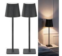 LuminexDesigns Pack de 2 Lámparas de Mesa LED Inalámbricas con Control Táctil - Lámparas Recargables de 5200mAh Regulables, IP54 Resistente al Agua - Ideal para Interiores y Exteriores, Negro