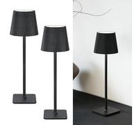 LuminexDesigns Pack de 2 Lámparas de Mesa LED Inalámbricas con Control Táctil - Lámparas Recargables de 5200mAh Regulables, IP54 Resistente al Agua - Ideal para Interiores y Exteriores, Negro