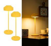 LuminexDesigns Pack de 2 Lámparas de Mesa LED Inalámbricas Recargables, Táctiles Regulables con 3 Temperaturas de Color y Memoria, Mini Lámparas de Mesita en Metal Pesado para Dormitorio