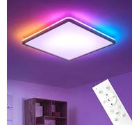 LuminexDesigns Plafón LED Dimmable mediante Mando - 30W Lámpara Techo RGB, Retroiluminación Variable Color, Estanca para Dormitorio, Salón, Cocina, Baño