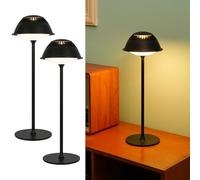 LuminexDesigns Set de 2 Lámparas de Mesita de Noche LED Inalámbricas - Recargables, Táctiles y Regulables, Diseño Industrial Vintage en Metal Negro Mate, para Dormitorio, Sala, Oficina y Bar