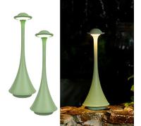 LuminexDesigns Set de 2 Lámparas de Mesita de Noche LED Inalámbricas Verdes - Recargables, Táctiles y Regulables, Diseño Moderno y Elegante en Metal Macizo para Dormitorio, Sala y Jardín