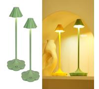 LuminexDesigns Set de 2 Lámparas de Noche,Lámpara de Mesa Recargable para Sala,Lámpara Inalámbrica Luz Duradera,IP54 Diseño Floral 3 Temperaturas de Color,Dimmable Atmósfera Acogedora Verde AVEL TL18