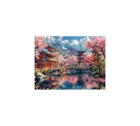 Luminiscencia Pintar por Numeros Adultos Arquitectura japonesa Kit Pintura con Lienzos para Pintar 70x50 cm Luminiscencia Pintura Acrilica, Flores de cerezo Cuadros Decoracion Salon Modernos GYYH-9526