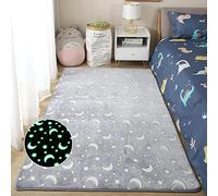 Luminiscente Alfombra Infantil Luna Universo Estrella Dinosaurio Luminosa Alfombra de Juego Para Gatear Para Bebés Sala de Estar Dormitorio Decorativa Jardín de Infancia (Gris 2,140×200 cm)