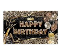 Luminora 1,8 x 1,1 m - Fondo de cumpleaños con Estampado de Guepardo de, diseño de Leopardo, Corona, Globo, Fiesta, Safari en la Jungla, Regalo para niñas, decoración, Pancarta de Fotos, Accesorios