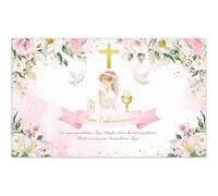Luminora 1,8 x 1,1 m Fondo de Mi Primera Comunión Hija Rosa Fondo de Fotografía Bautismo y Baby Shower de Poliéster, Decoración de Fiesta Banner,Tapiz de Pared Accesorios de Estudio