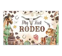Luminora 1,82 x 1,1 m Brown Western Mi Primer Rodeo Fondo Caballo Vaca Cráneo Desierto Cactus Stetson Botas de Vaquero Fondo Decoración de Vaquero Foto Banner Prop