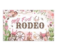 Luminora 1,82 x 1,1 m Rosa Occidental Mi Primer Rodeo Fondo Caballo Vaca Cráneo Desierto Cactus Stetson Botas de Vaquero Fondo Decoración de Vaquero Foto Banner Prop