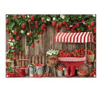 Luminora 2,1 x 1,5 m - Fondo de fotografía para Cabina de Fresas de, diseño de Granja con Valla de Madera, para Fiesta de cumpleaños, Baby Shower, decoración, Estudio fotográfico