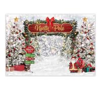 Luminora 2,1 x 1,5 m - Fondo de Navidad de Invierno Blanco de, con Elfos y Aldea, Fondo de Bosque de Hadas del Polo Norte, decoración para Baby Shower, Fiesta, Pancarta de Fotos