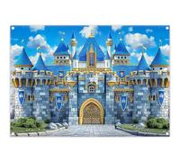 Luminora 2,1 x 1,5 m - Fondo de Tela de con diseño de Castillo Medieval Azul, para fotografía de Caballero Real, para Fiesta de cumpleaños de niños, príncipes y niños, Accesorios para fotomatón