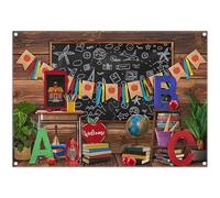 Luminora 2,1 x 1,5 m Fondo escolar ABC Pared de madera vintage Fondo de fotografía de regreso a clases Decoración de fiesta de jardín de infantes para aulas de niños Accesorios para pancartas de fotos