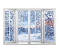 Luminora 2,1 x 1,5 m - Fondo para Ventana con Escena de Nieve Invernal de, diseño de Bosque nevado, árboles, Copos de Nieve, Navidad, Año Nuevo, decoración de cumpleaños, Fiesta, Pancarta para Fotos