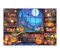 Luminora 2,1 x 1,5 m Luna Noche Habitación Mágica Estantería Telón de Fondo Ventana Poción Mágica Calabaza Linterna Castillo Fondo Halloween Bruja Fiesta Infantil Decoración Foto Banner Accesorios