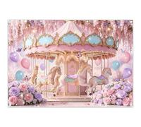Luminora 2,1x1,5m Fondo de carrusel de ensueño Rosa para Parque Infantil, Fondo de Globos Florales del País de Las Maravillas, decoración de Carnaval, Pancarta fotográfica para niños y Adultos