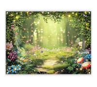 Luminora 2,4 x 1,8 m - Fondo de tela de con diseño de bosque encantado, cuento de hadas, país de las maravillas, decoración para fiestas de primavera, accesorios para pancartas fotográficas infantiles