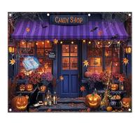 Luminora 3 x 2,4 m - Fondo Morado de para Halloween, diseño de Bruja, Tienda de Dulces, Hojas de Arce, grimorio, telaraña, Fondo, decoración de Truco o Trato, Pancarta para Fotos de Fiesta