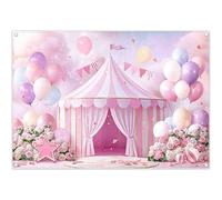 Luminora Fondo de Carpa de Circo de Carnaval Rosa de 2,1x1,5m con Globos Florales del País de Las Maravillas Fondo de Estrellas Decoraciones para Fiesta de cumpleaños de Princesa Pancarta fotográfica