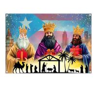 Luminora Fondo Epifanía 2,1x1,5m Día de Reyes Magos Cabalgata Navidad Decoración Infantil Fiesta Banner Fotografía Props Escenario Celebración Tres Reyes Regalo Niños