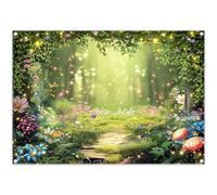 Luminora Tejido de poliéster 2,1 x 1,5 m Fondo con diseño de Bosque Encantado, Cuento de Hadas, país de Las Maravillas. Ideal para decoración de Fiestas y Accesorios de pancartas fotográficas