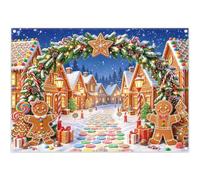 Luminora Telón de Fondo de Pueblo navideño de Pan de Jengibre 2,1x1,5 m