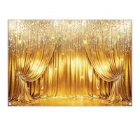Luminora Telón de Fondo Dorado de Lujo con impresión Digital 2D de 2,1x1,5m, con Cuentas de Cristal Brillantes, Ideal para Bodas, Fiestas de cumpleaños, Eventos, decoración de pancartas fotográficas