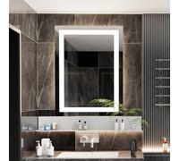 luminorcrest Espejo baño led 50x70cm Rectangular,Espejo Inteligente,Espejo baño antivaho, Botones Táctiles,Regulable,3 Temperaturas de Color,Vidrio Templado,Memoria