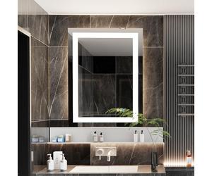 luminorcrest Espejo baño led 50x70cm Rectangular,Espejo Inteligente,Espejo baño antivaho, Botones Táctiles,Regulable,3 Temperaturas de Color,Vidrio Templado,Memoria