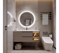 luminorcrest Espejo baño led 60cm Redondo,Espejo Inteligente,Espejo baño antivaho, Botones Táctiles,Regulable,3 Temperaturas de Color,Vidrio Templado,Memoria