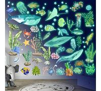 Luminosas Pegatinas de Pared Mar Pegatina Pared Fluorescentes para Techo Tema Oceánica Luminosos Criaturas de Mundo Marino Adhesivos Decoración para Dormitorio para Niños Verde